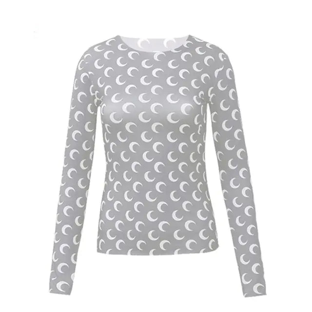 Women's Long-Sleeved Marine Moon T-Shirts & Underwear