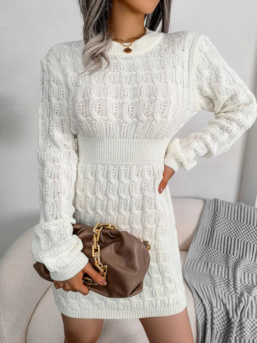 Autumn Winter Casual Knitted Dress for Women