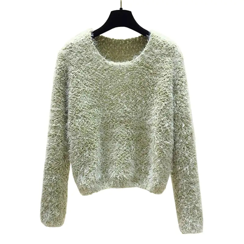 Women's Solid Color Round Neck Pullover Sweater