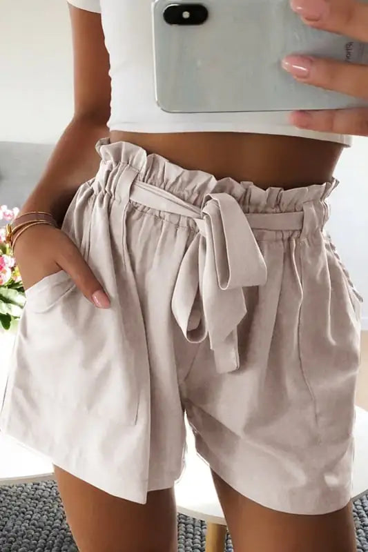 Women's High Waist Elastic Wide Leg Casual Shorts