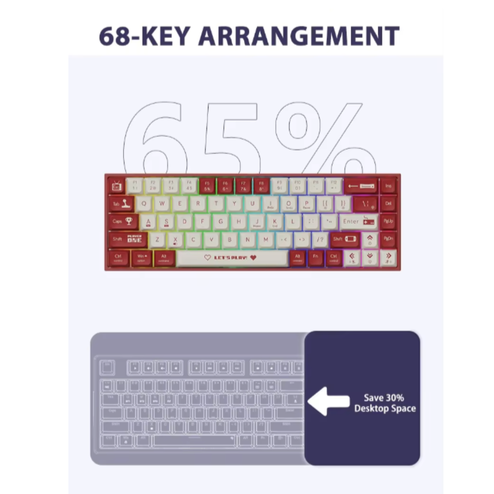 Dragon 68 Keys Mechanical  Bluetooth Portable Keyboard