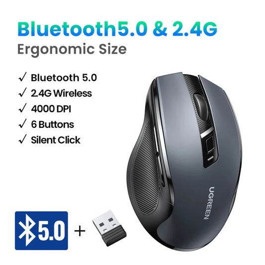 4000 DPI 6 Buttons Bluetooth 2.4Ghz Wireless Mouse