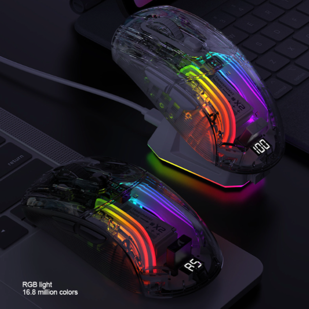 RGB Dual Mode Bluetooth Wireless Transparent Mouse