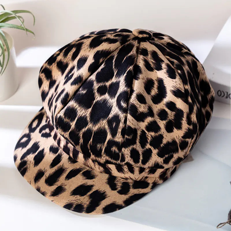 Personalized Leopard Print Octagonal Hat for Women