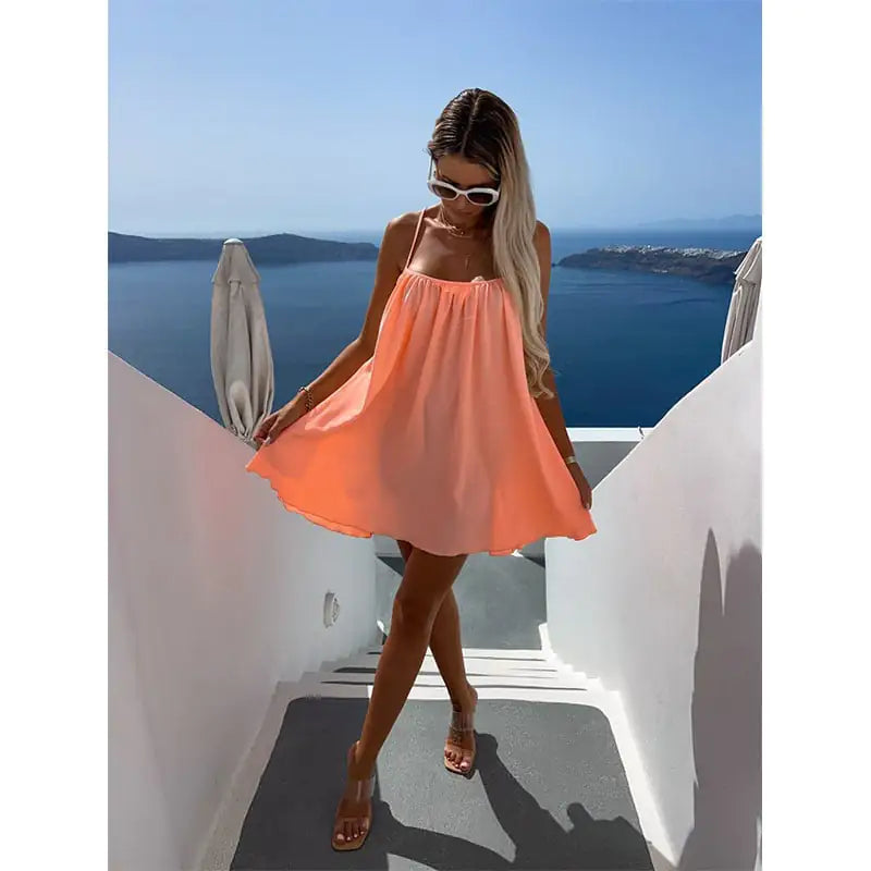 Women's Solid Color Sleeveless Round Neck Dress