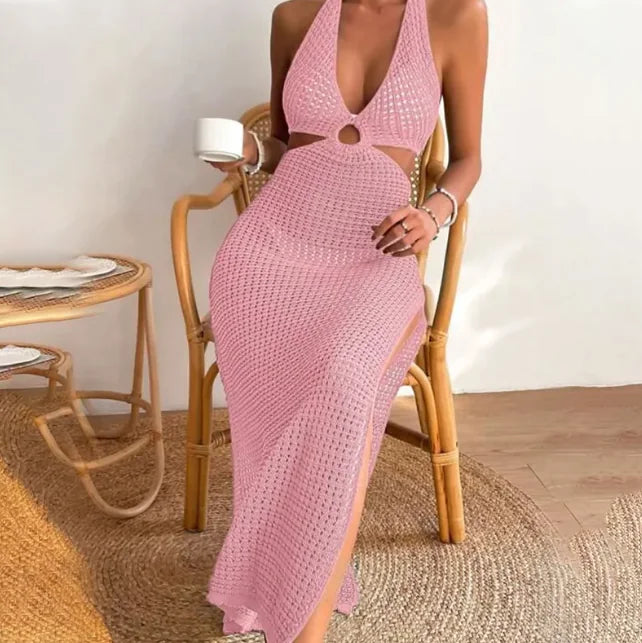 Women's Solid Color Organza Beach Cover Up Dress