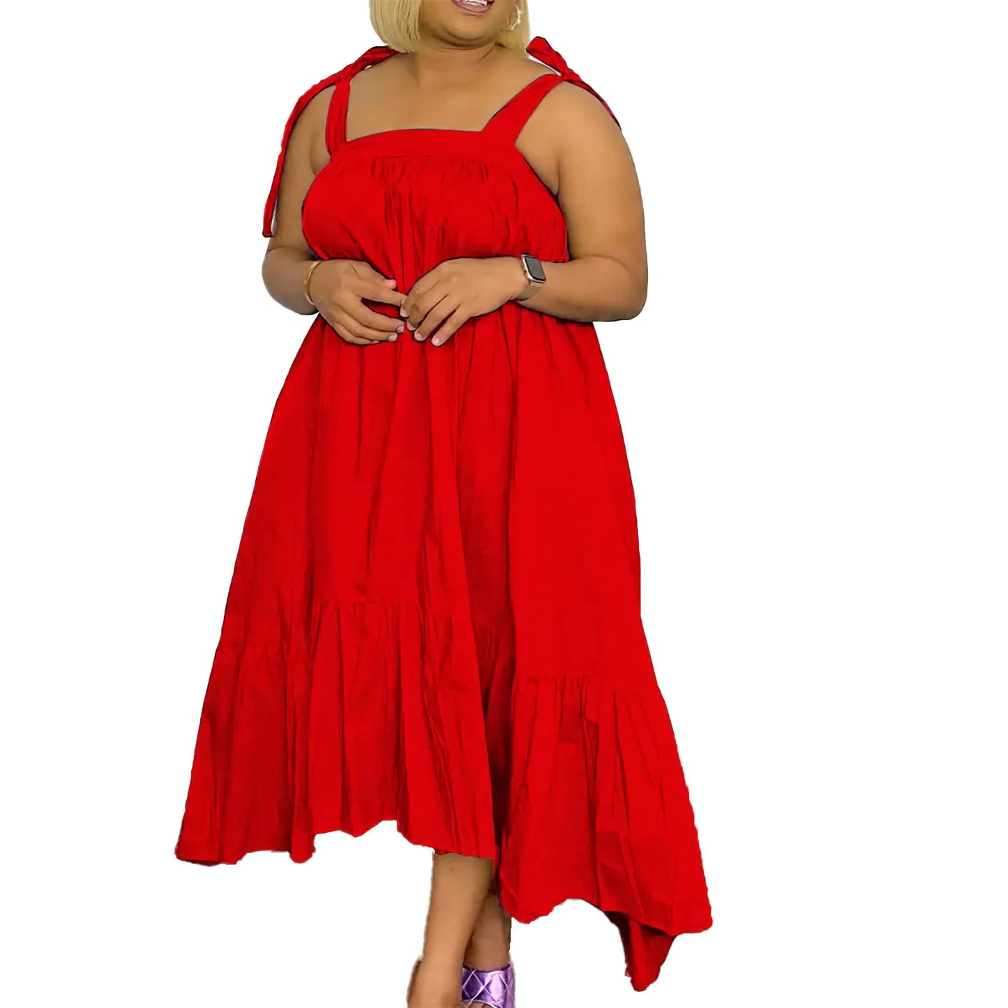 Autumn Women's Sexy Solid Color Plus Size Dress