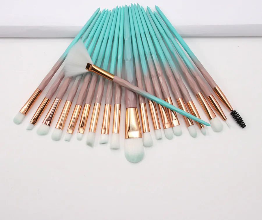 20-Piece Eye Brush Set with Colorful Diamond Handles