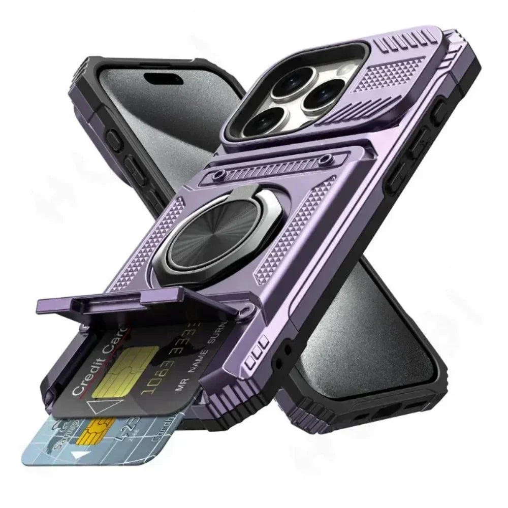 Card Holder Armor Case for iPhone 14 to 17 series