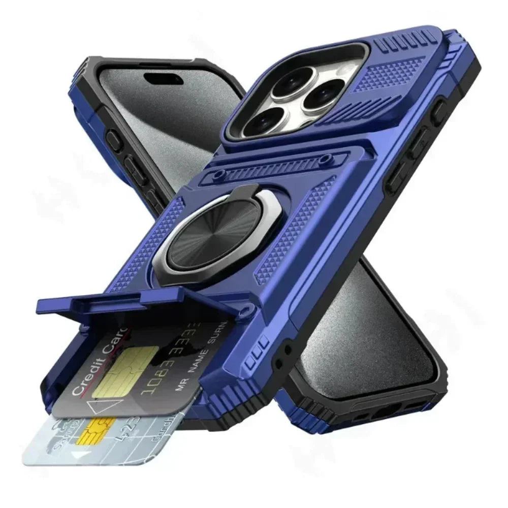 Card Holder Armor Case for iPhone 14 to 17 series