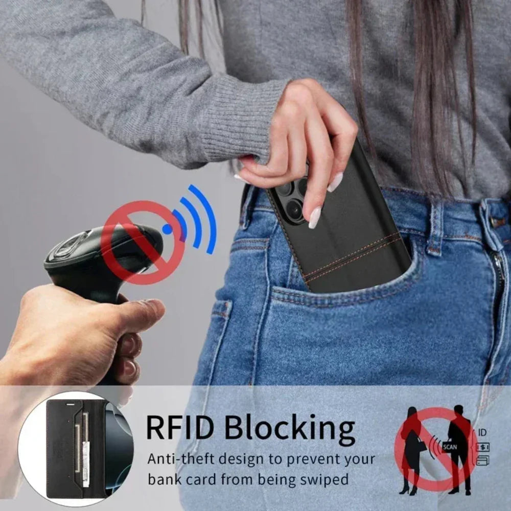 Magnetic Flip Wallet Case for iPhone 12 to 17 series