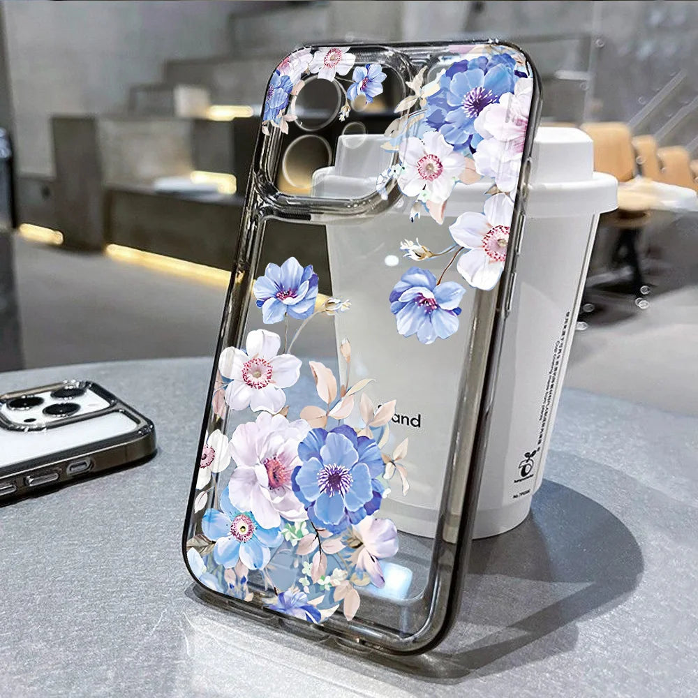 Floral Soft Silicone Phone Case for iPhone 15 to 17 series