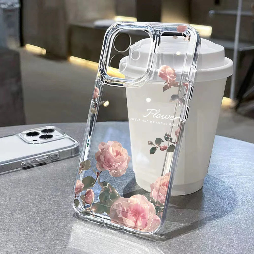 Floral Soft Silicone Phone Case for iPhone 15 to 17 series