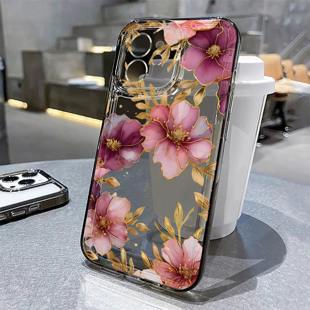 Floral Soft Silicone Phone Case for iPhone 15 to 17 series