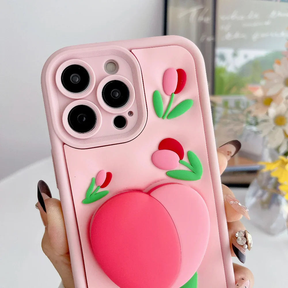 3D Tulip Phone Case for iPhone 12 to 17 series