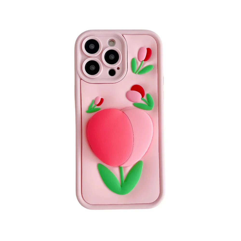 3D Tulip Phone Case for iPhone 12 to 17 series