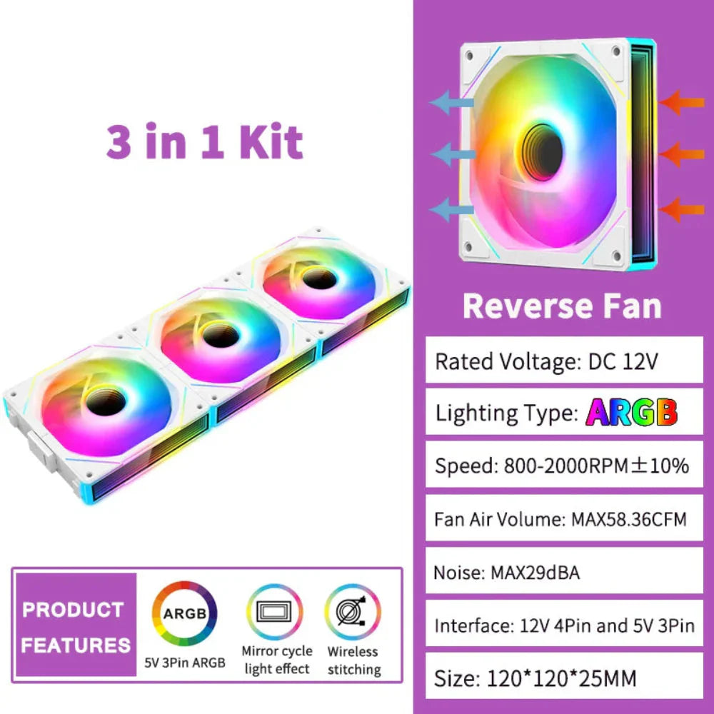 ARGB PC Cooling Fan Mirror Cycle with Light Effect
