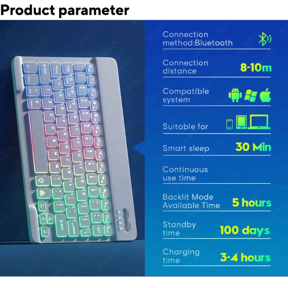 RGB Backlit Bluetooth Wireless Keyboard Mouset Set