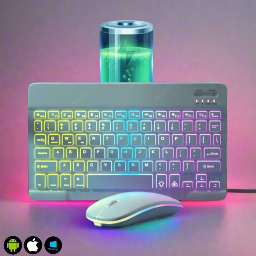 RGB Backlit Bluetooth Wireless Keyboard Mouset Set