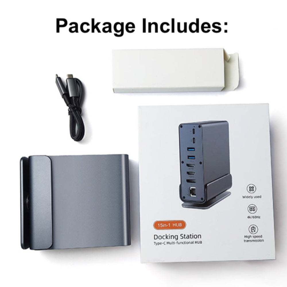 15 in 1 Type C Docking Stand Station Hub Supports Multiple Monitors