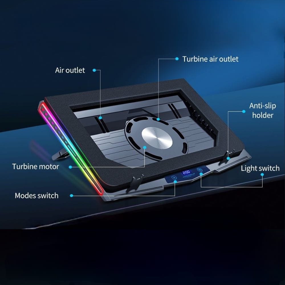 Gaming Laptop RBG Cooling Pad With LED Display