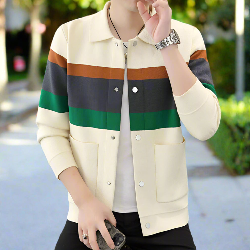 Mens Color Stripped Cardigan