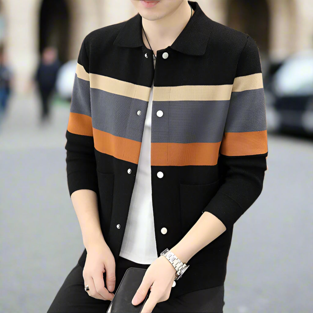 Mens Color Stripped Cardigan