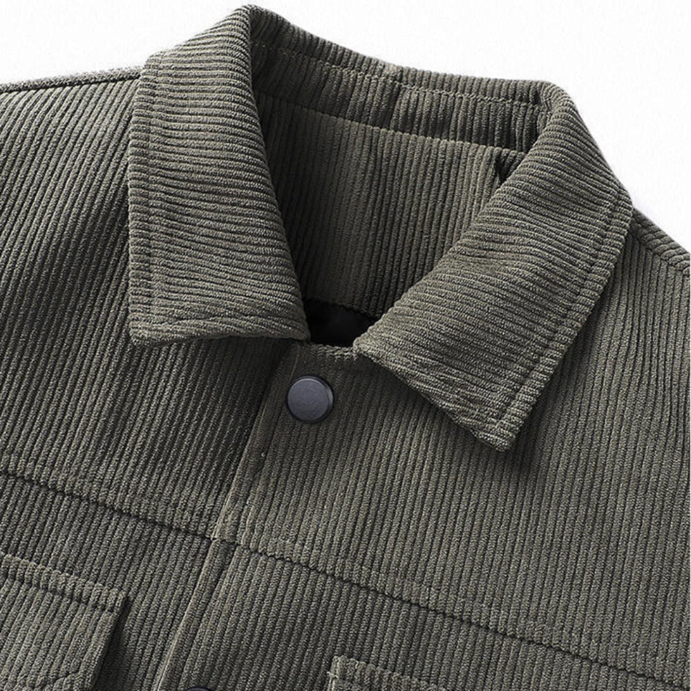 Mens Corduroy Jacket With Short Inner Faux Fur Lining