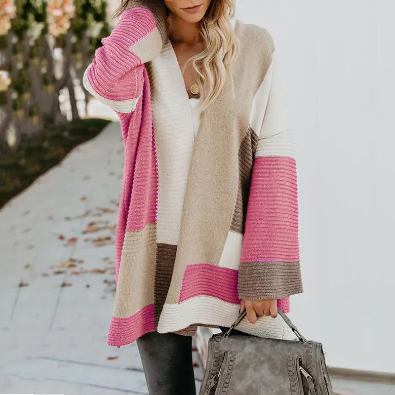 Women's  Geometric Color Block Cardigan