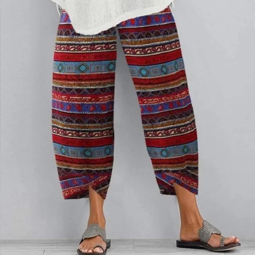 Plus Size Women's Dandelion Print Wide Leg Pants