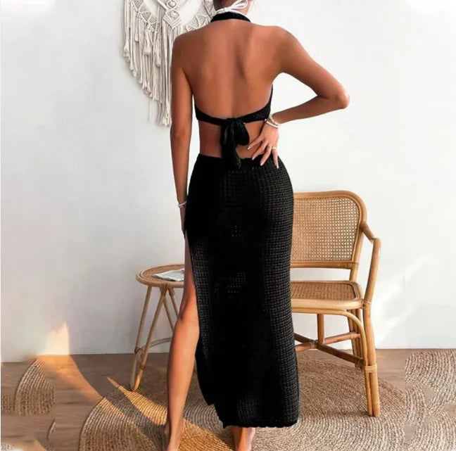 Women's Solid Color Organza Beach Cover Up Dress