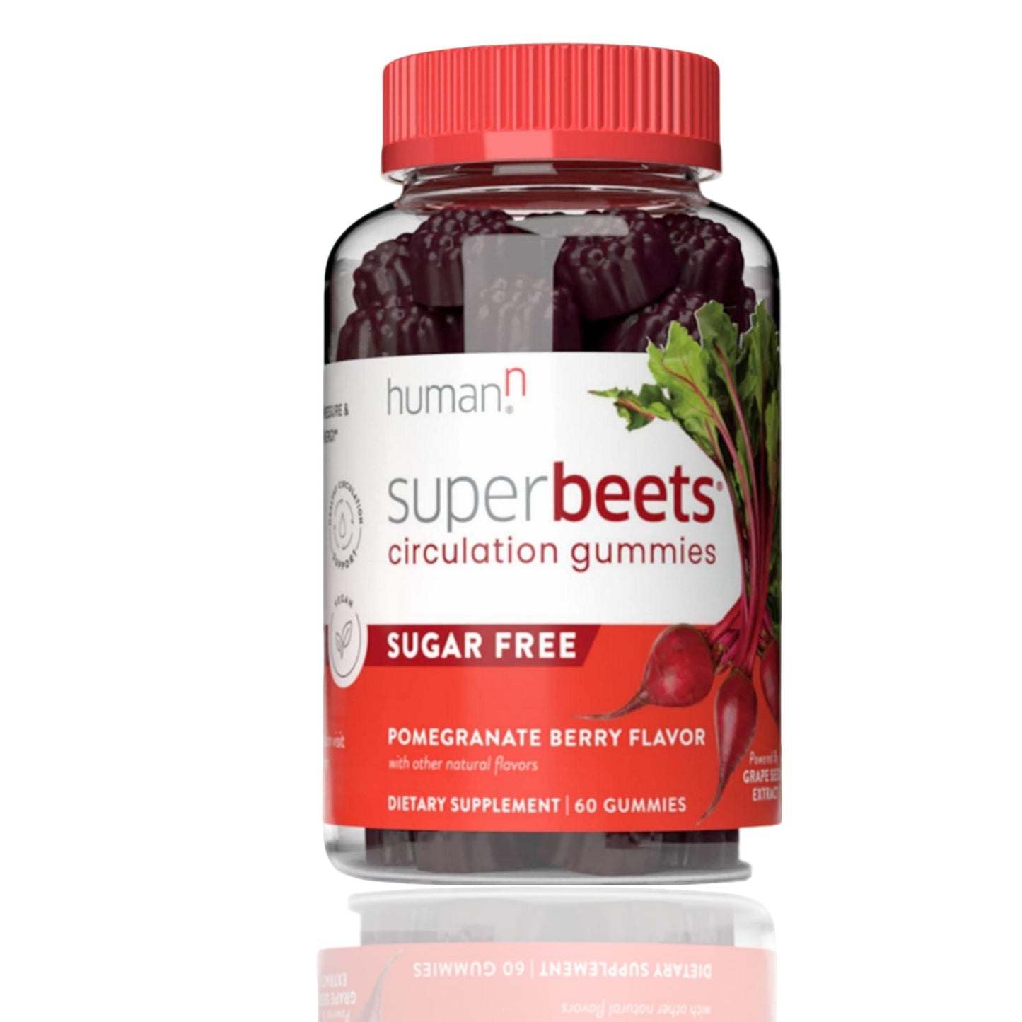 humanN SuperBeets Circulation Gummies – 60 Count (Pack of 2) | Heart-Healthy Energy with Grape Seed Extract & Beet Root Powder