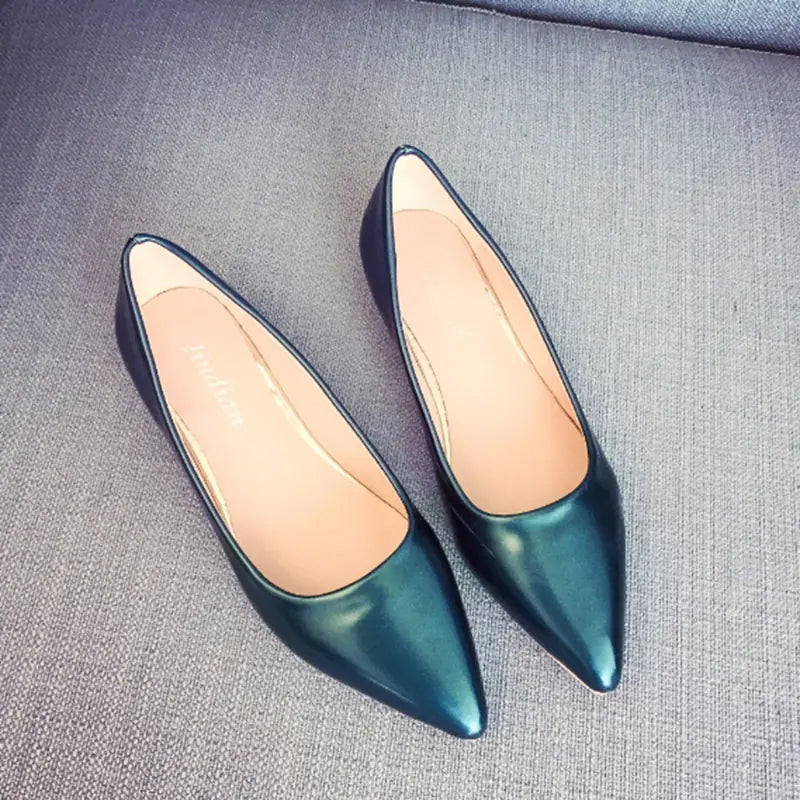 Pointed Toe and Flat Work Shoes for Women in Black/Nude