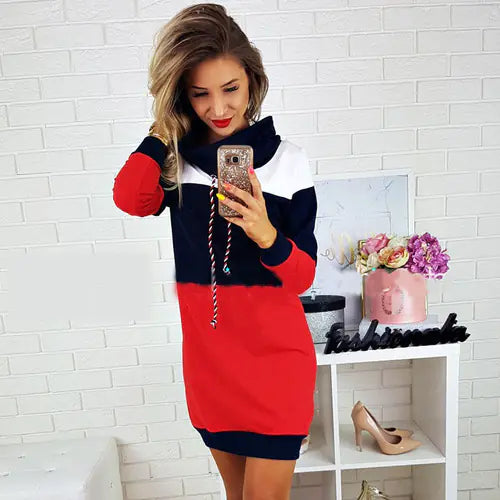 Hooded Knit Dress, Sweatshirt Dress, Long Sleeve Dress