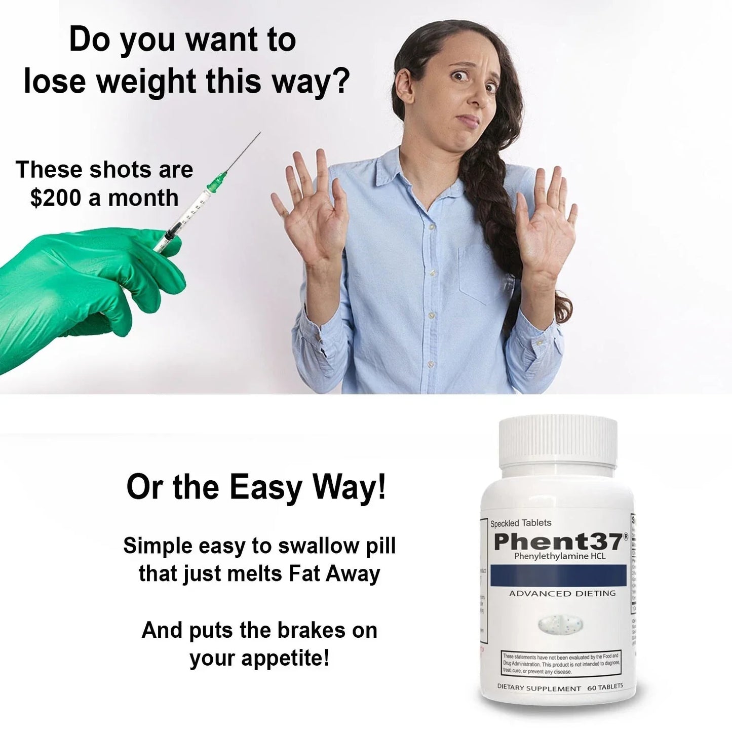 Phent37 – Powerful Diet Pills & Fat Burner for Weight Loss | 1 Bottle (60 Tablets)