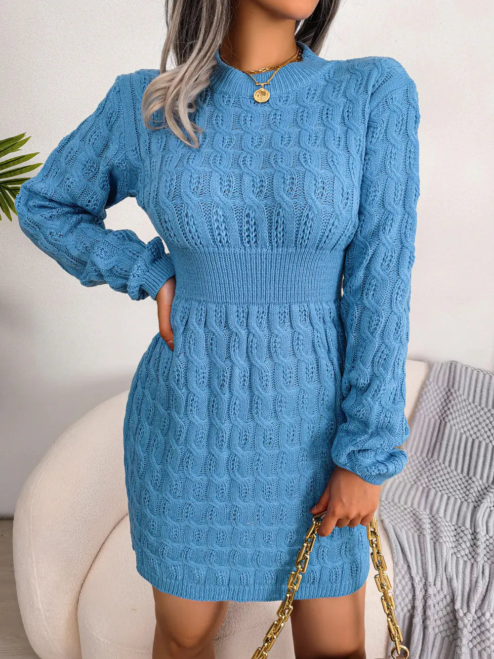 Autumn Winter Casual Knitted Dress for Women