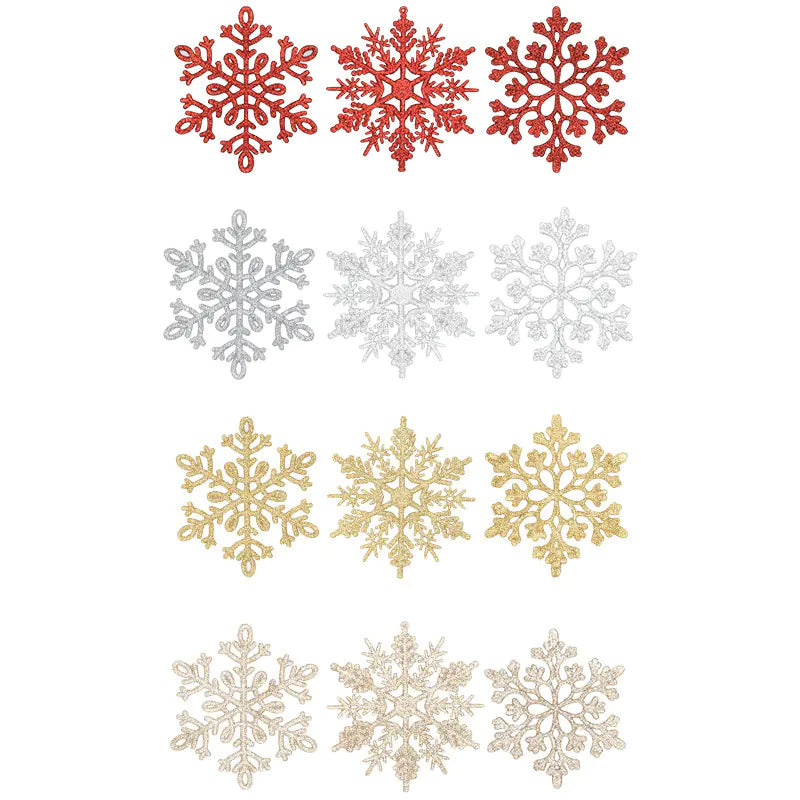 10cm Glitter Snowflake Set for Christmas Decor (24PCS)