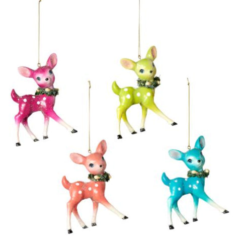 Vintage Style Fawn Ornaments set/4