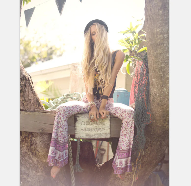 Bohemian Print Bell Bottom Pants