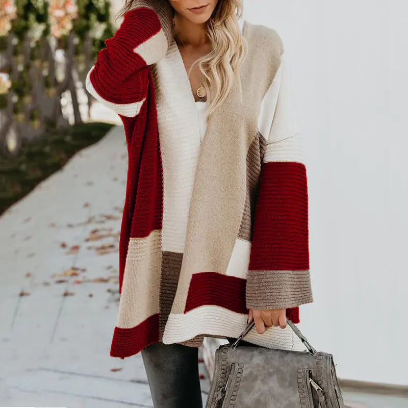 Women's  Geometric Color Block Cardigan