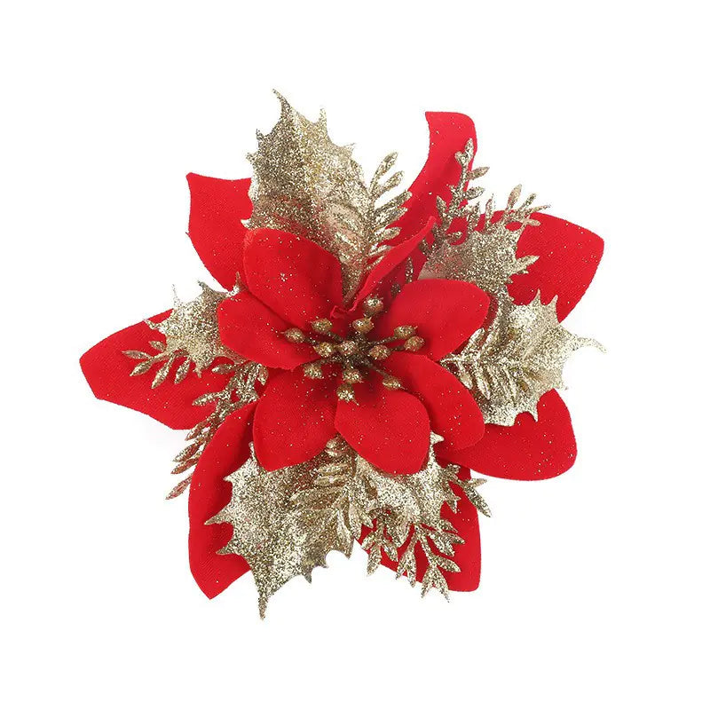15CM Christmas Gold Glitter Hollow 3D Flower DIY Decor