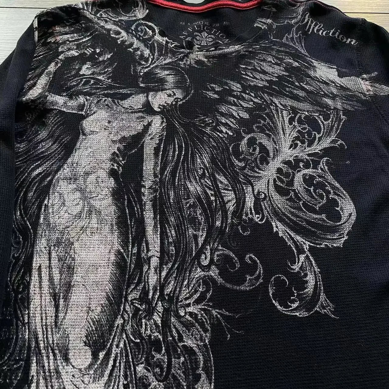 Y2K Affliction Long sleeved T shirt Fashion Round Neck