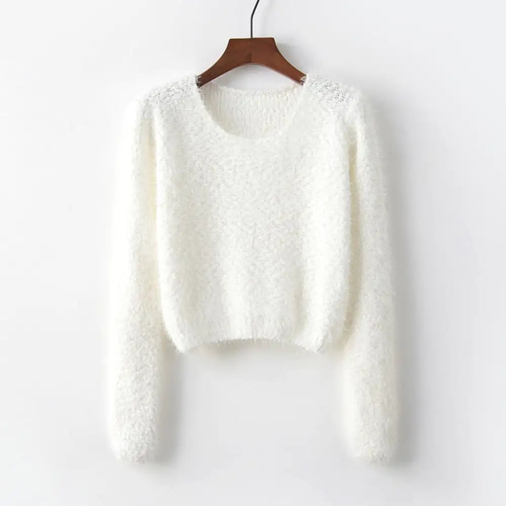 Women's Solid Color Round Neck Pullover Sweater