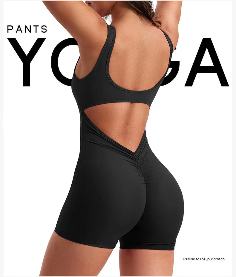 One-Piece Yoga Jumpsuit Skinny Short Sportswear