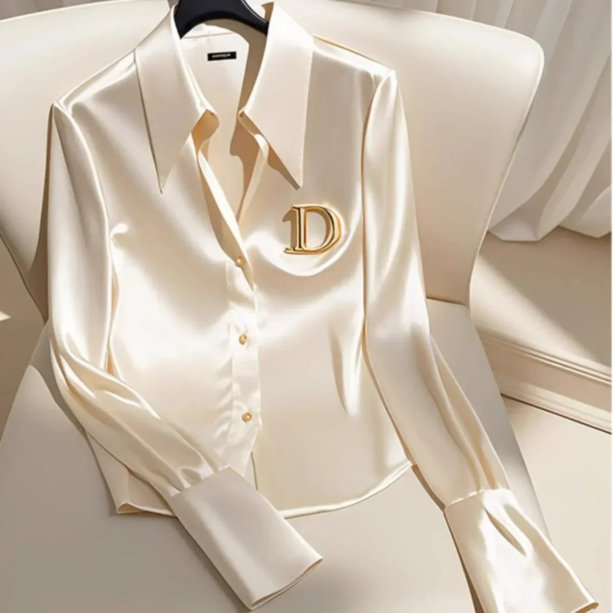 Satin Finish Shirts and Blouses Women OL Office Lady