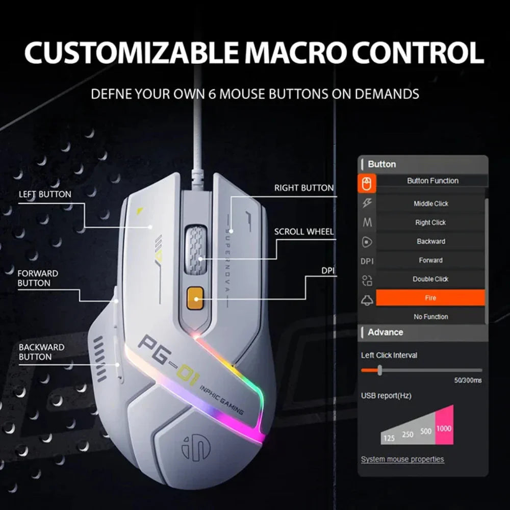 RGB Lighting Effect USB Wired Gaming Mouse