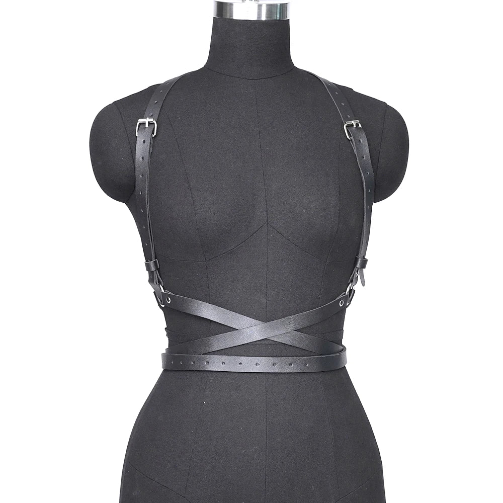 Womens Faux Leather Full Shoulder to Waist Corset