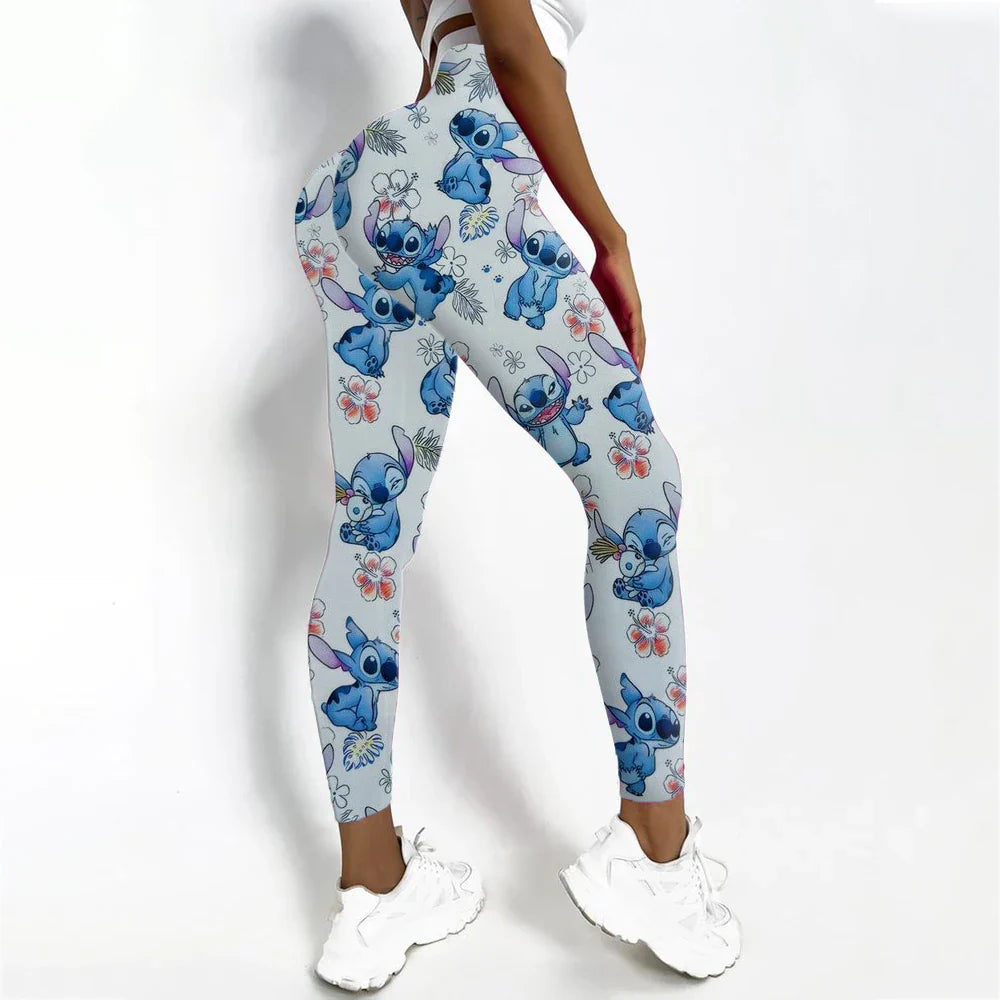 Disney Stitch Printed High Elasticity Tight  Fitness High Waist Pants