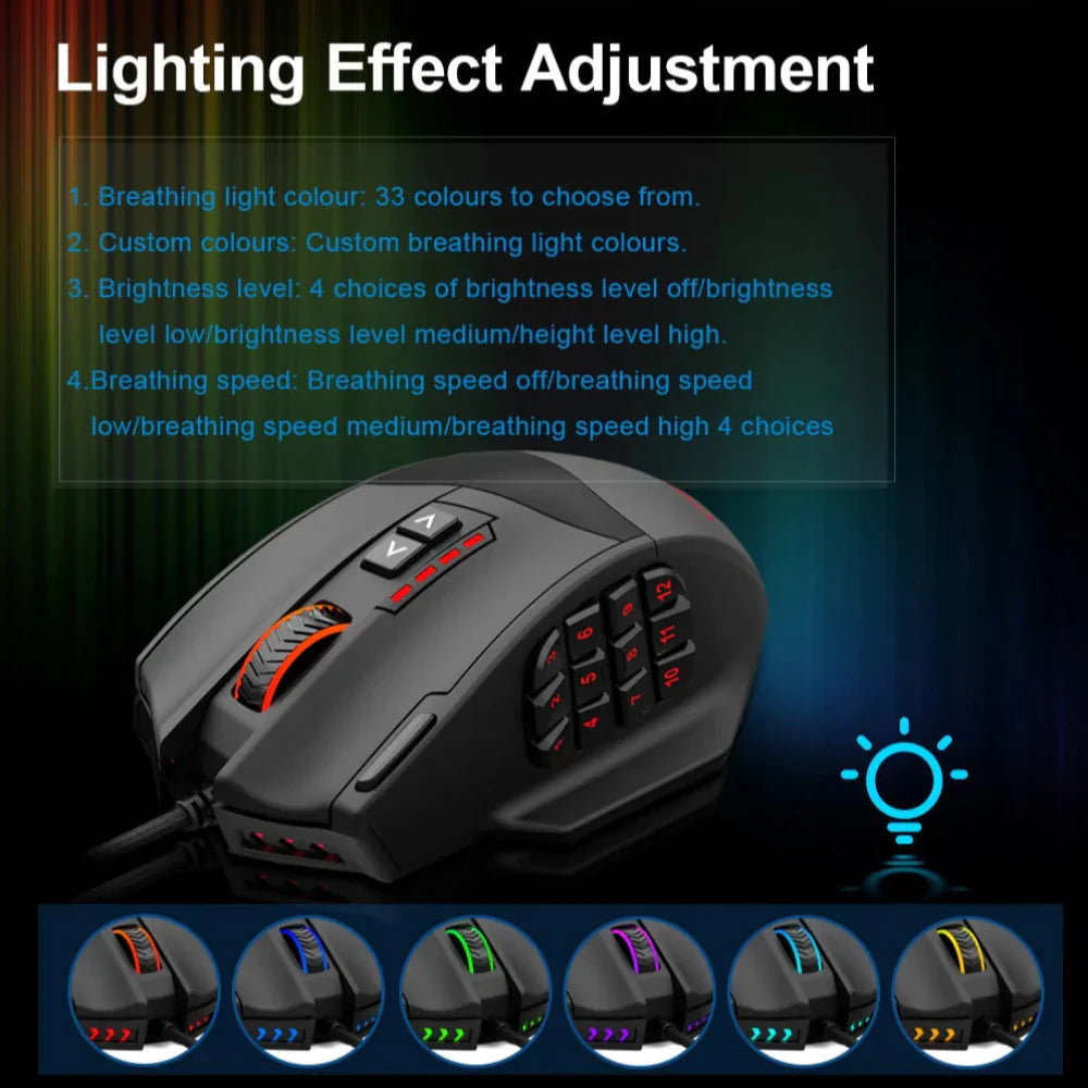 16000 DPI Wired 19 Buttons Optical Mouse