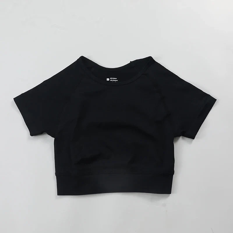 Impact Crop Top Women Short Sleeve Yoga Shirts Slim